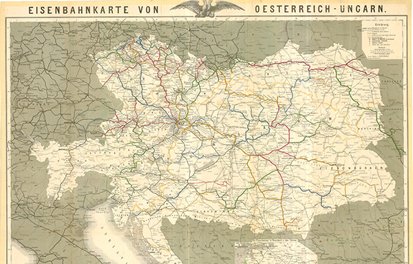 5. ábra. Az Osztrák–Magyar Monarchia vasútjainak térképe 1871-ben https://maps.hungaricana.hu/hu/HTITerkeptar/2308/?list=eyJxdWVyeSI6ICJISUVSPShIVElIaWVyYXJjaHktMjIpIn0